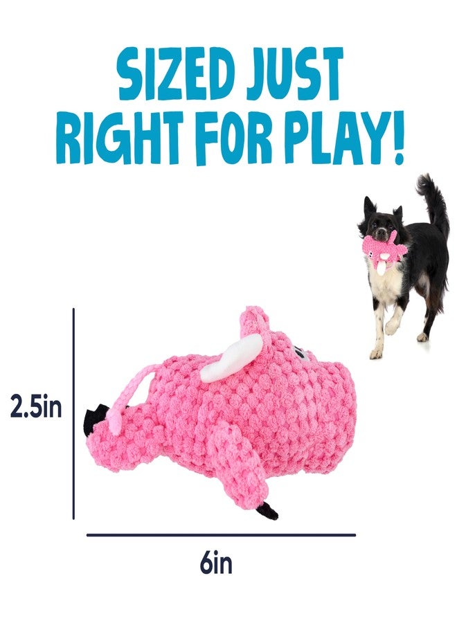 goDog Just for Me Flying Pig Checkers with Chew Guard Technology Tough Plush Dog Toy, Pink, Small - Image 3